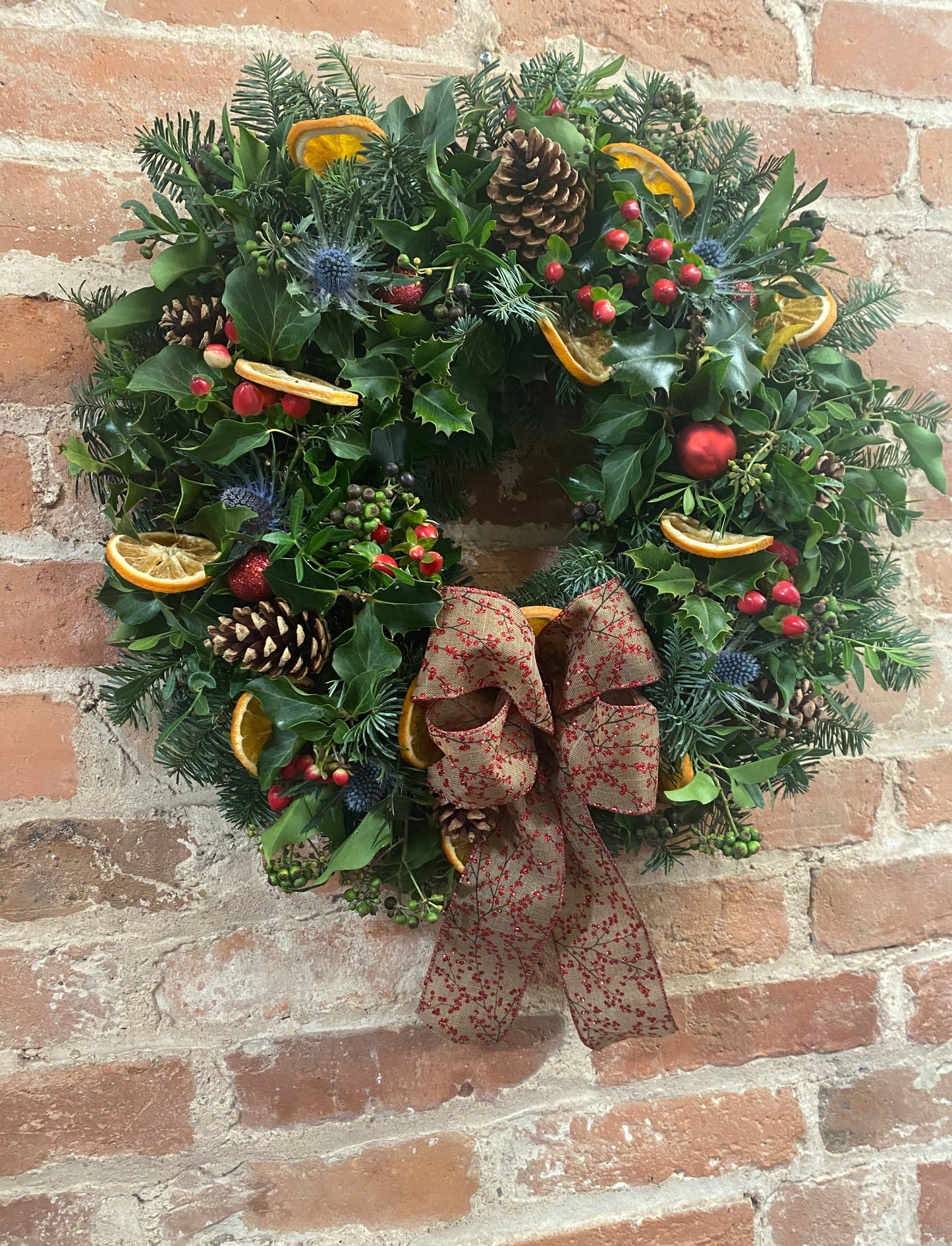Cupid - Red and Green Fresh Christmas Door Wreath