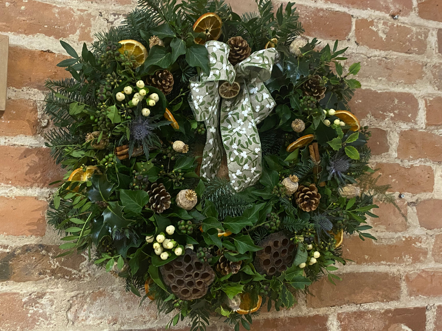Clarice - White and Green Fresh Christmas Door Wreath