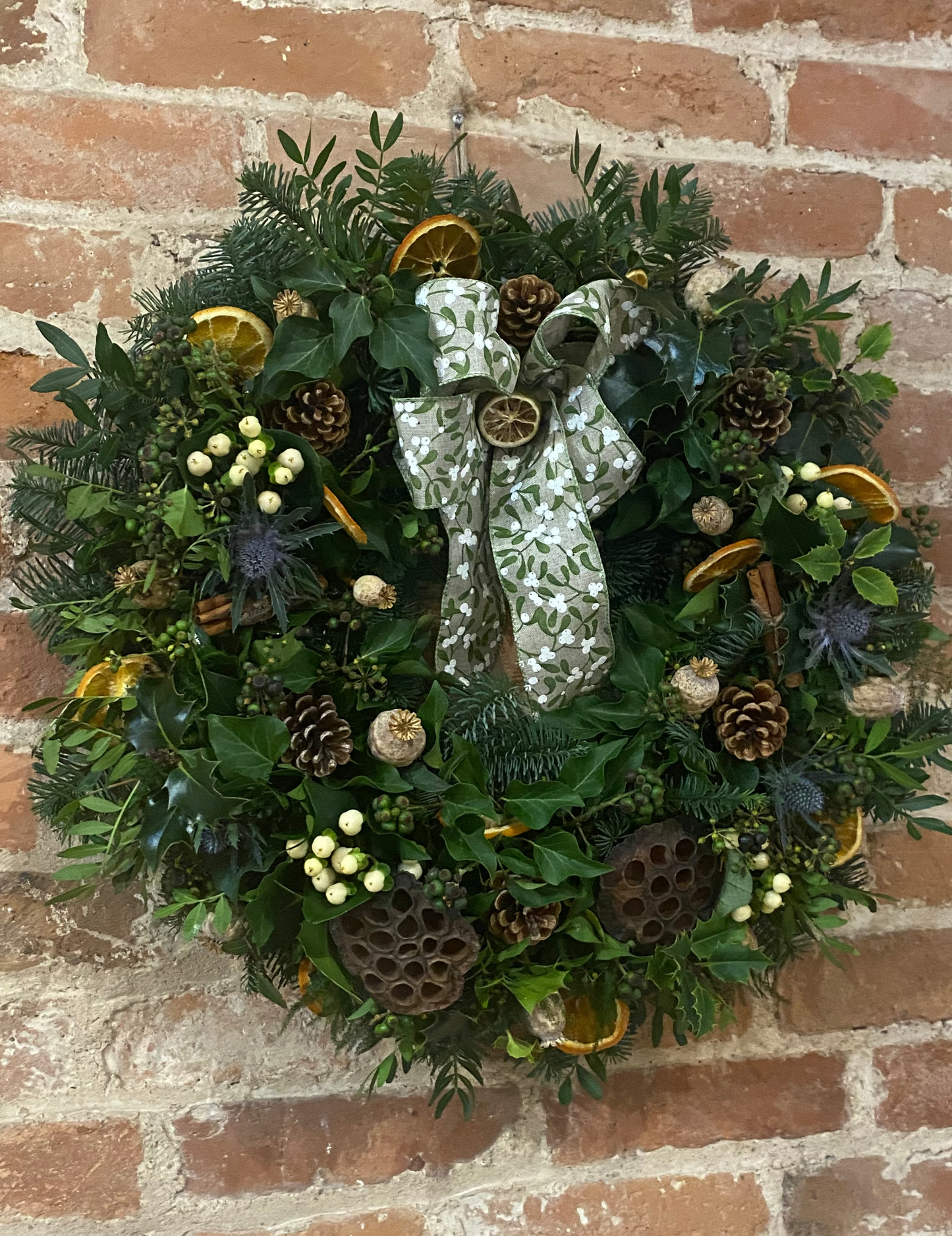 Clarice - White and Green Fresh Christmas Door Wreath